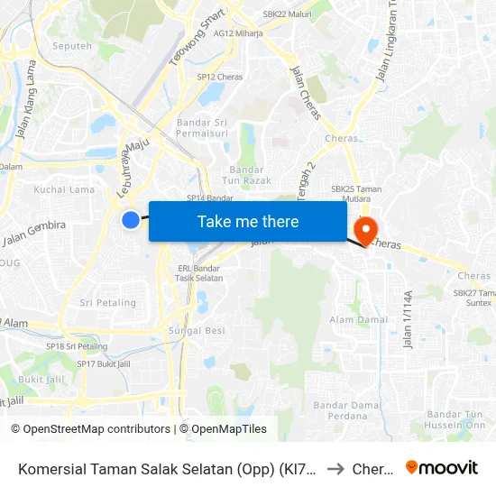 Komersial Taman Salak Selatan (Opp) (Kl795) to Cheras map
