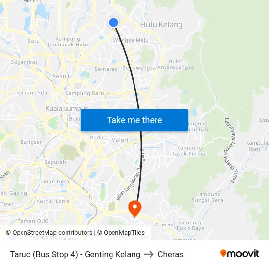 Taruc (Bus Stop 4) - Genting Kelang to Cheras map