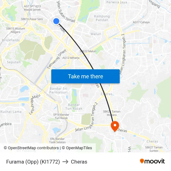 Furama (Opp) (Kl1772) to Cheras map