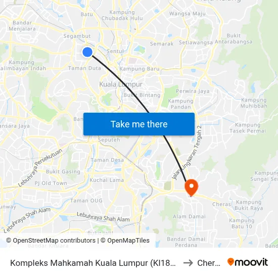 Kompleks Mahkamah Kuala Lumpur (Kl1895) to Cheras map