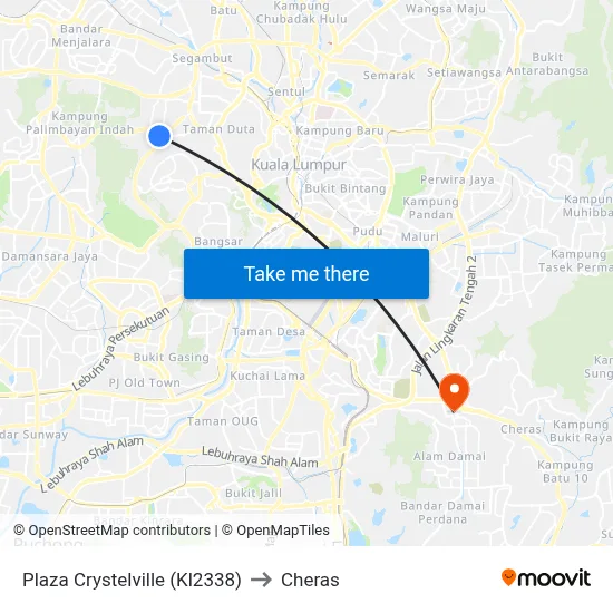 Plaza Crystelville (Kl2338) to Cheras map