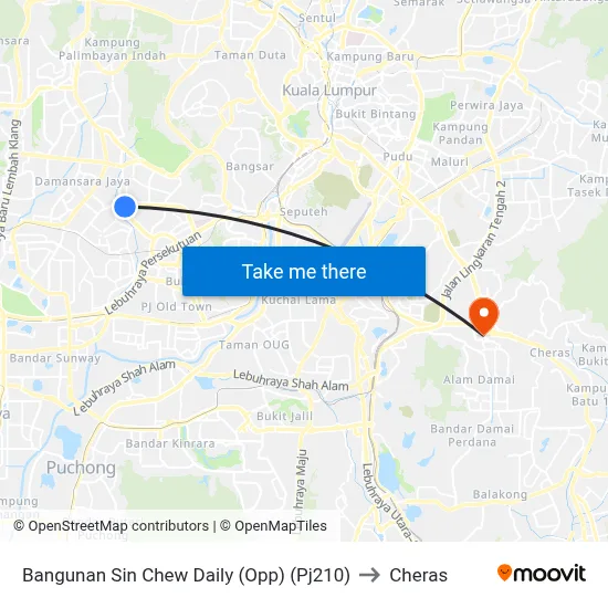 Bangunan Sin Chew Daily (Opp) (Pj210) to Cheras map