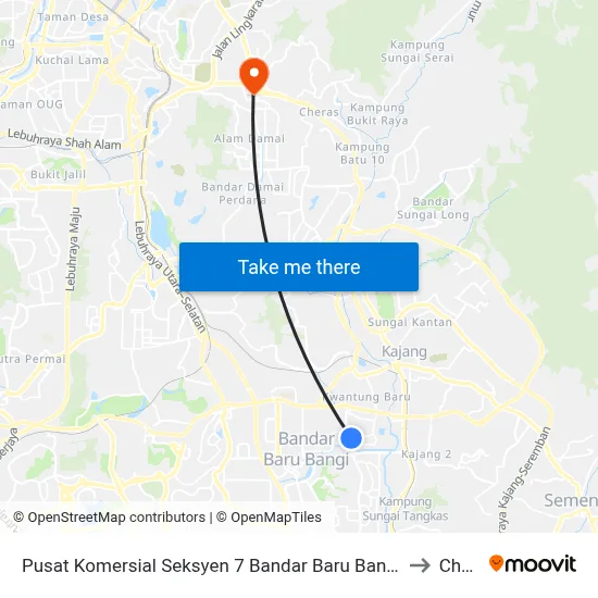 Pusat Komersial Seksyen 7 Bandar Baru Bangi (Selatan) (Kj439) to Cheras map