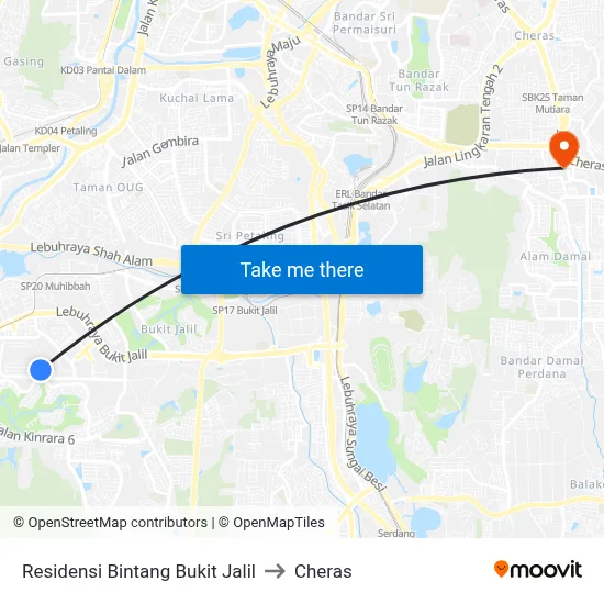 Residensi Bintang Bukit Jalil to Cheras map
