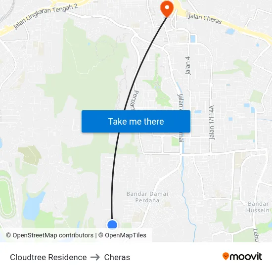 Cloudtree Residence to Cheras map