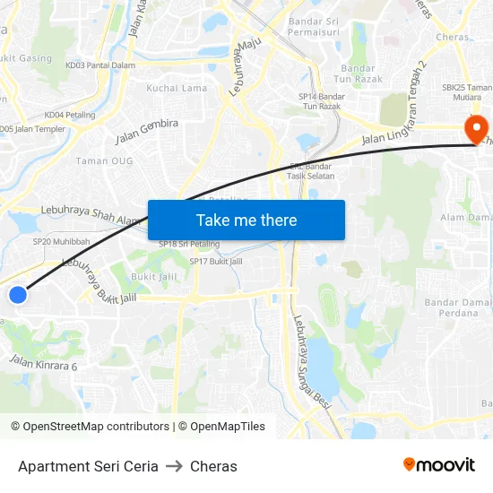 Apartment Seri Ceria to Cheras map
