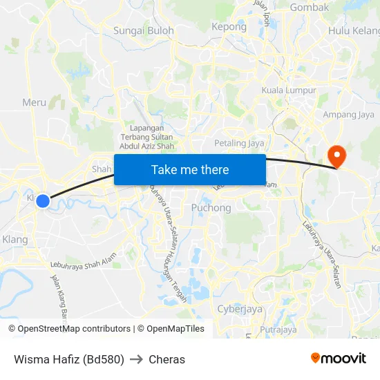 Wisma Hafiz (Bd580) to Cheras map