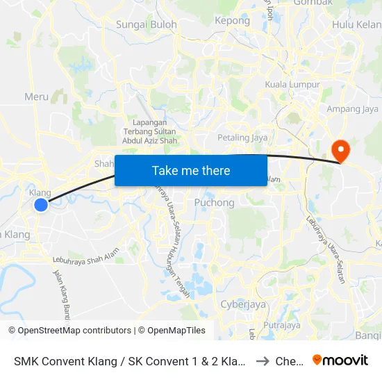 SMK Convent Klang / SK Convent 1 & 2 Klang (Bd53) to Cheras map