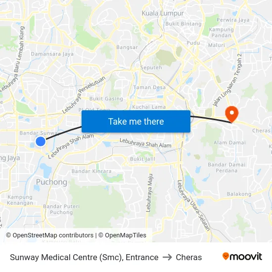 Sunway Medical Centre (Smc), Entrance to Cheras map