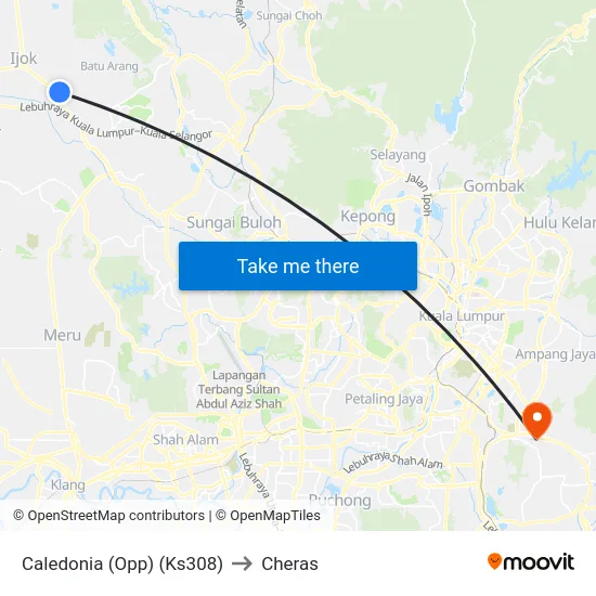 Caledonia (Opp) (Ks308) to Cheras map