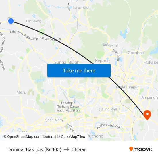 Terminal Bas Ijok (Ks305) to Cheras map
