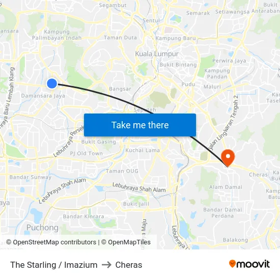 The Starling / Imazium to Cheras map