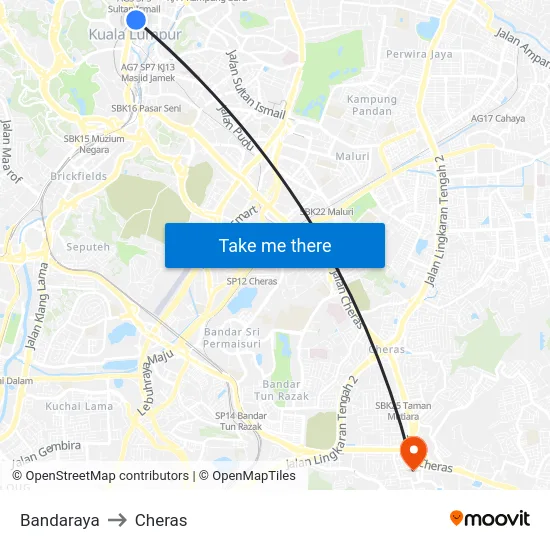 Bandaraya to Cheras map