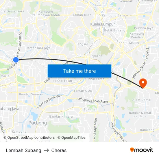 Lembah Subang to Cheras map