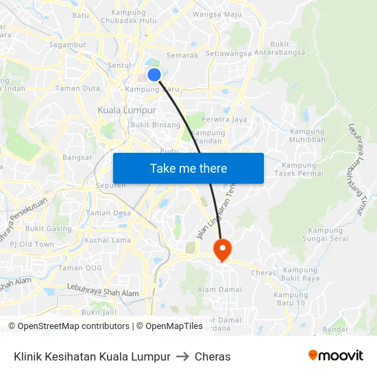 Klinik Kesihatan Kuala Lumpur to Cheras map