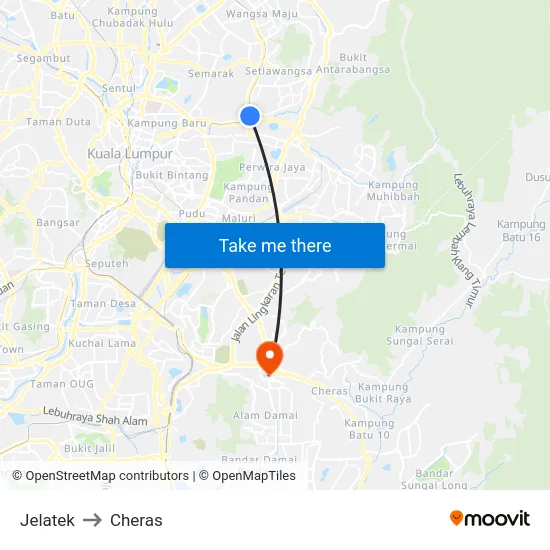 Jelatek to Cheras map