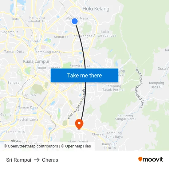 Sri Rampai to Cheras map