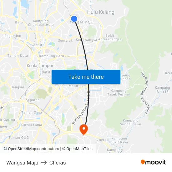 Wangsa Maju to Cheras map