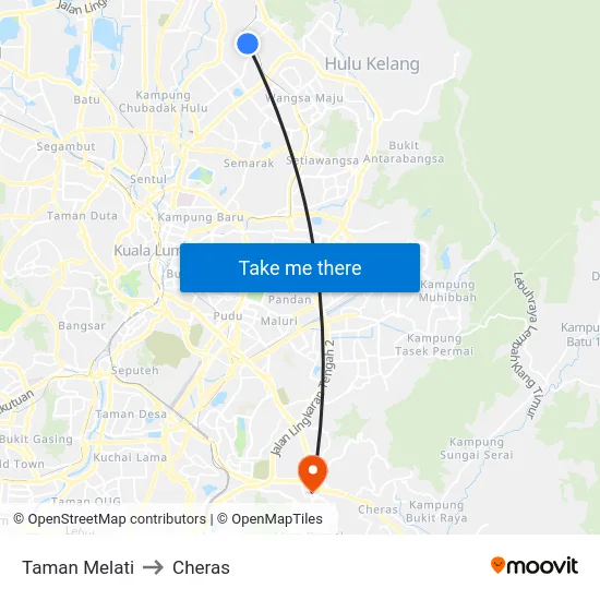 Taman Melati to Cheras map