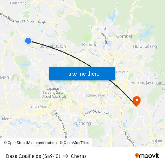 Desa Coalfields (Sa940) to Cheras map