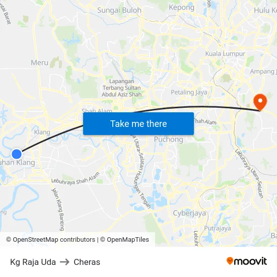 Kg Raja Uda to Cheras map