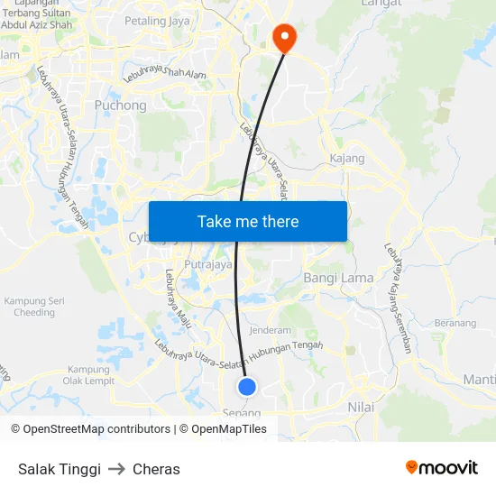 Salak Tinggi to Cheras map