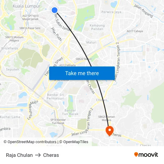 Raja Chulan to Cheras map