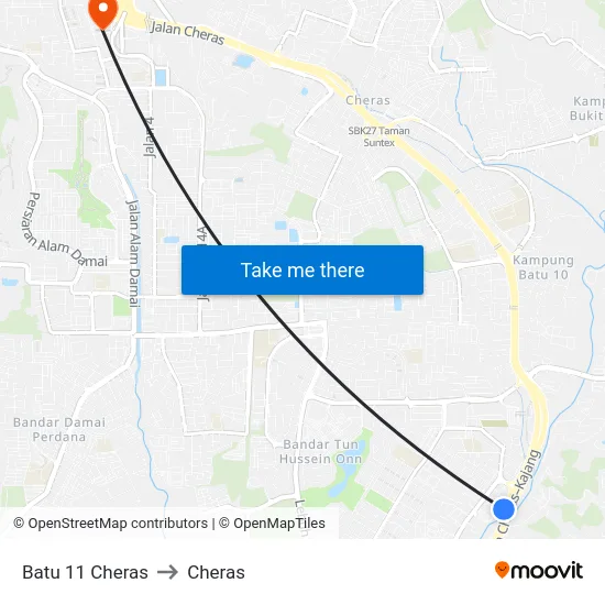 Batu 11 Cheras to Cheras map