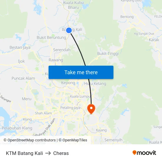 KTM Batang Kali to Cheras map