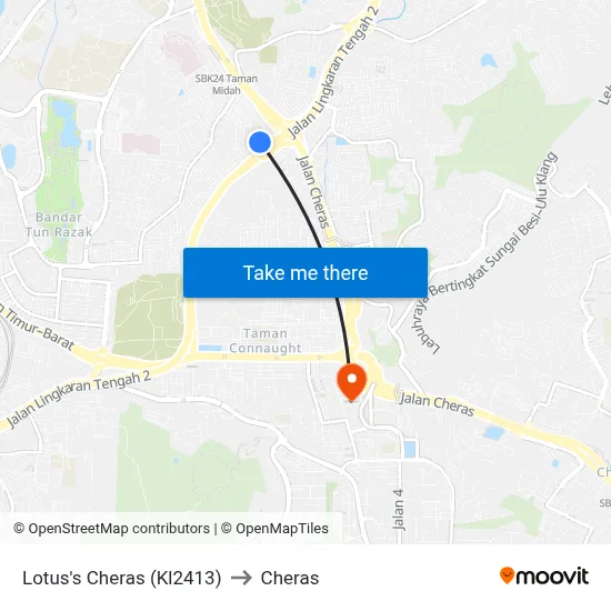 Lotus's Cheras (Kl2413) to Cheras map