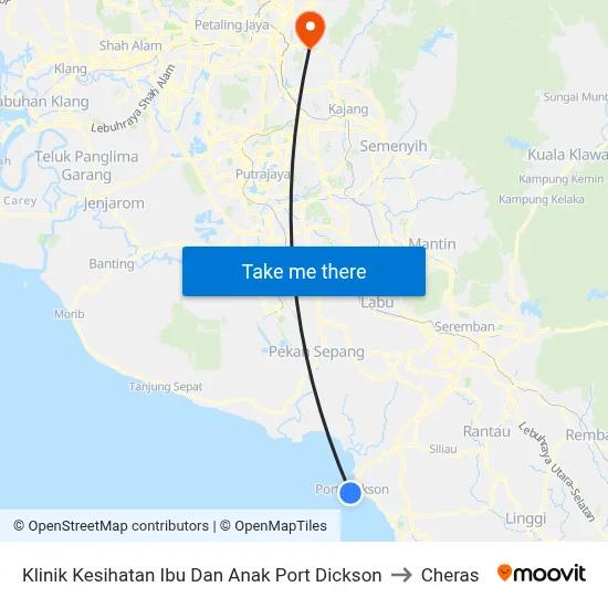Klinik Kesihatan Ibu Dan Anak Port Dickson to Cheras map