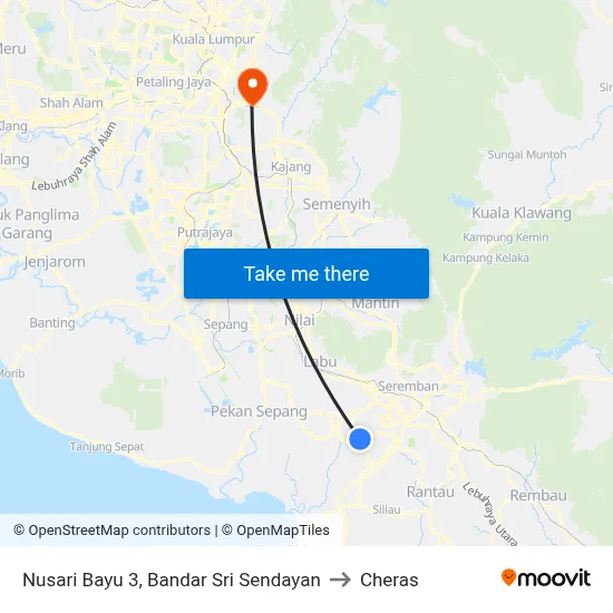 Nusari Bayu 3, Bandar Sri Sendayan to Cheras map