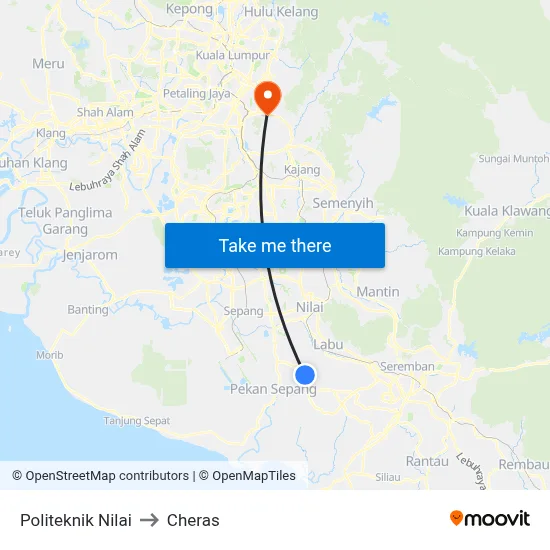 Politeknik Nilai to Cheras map