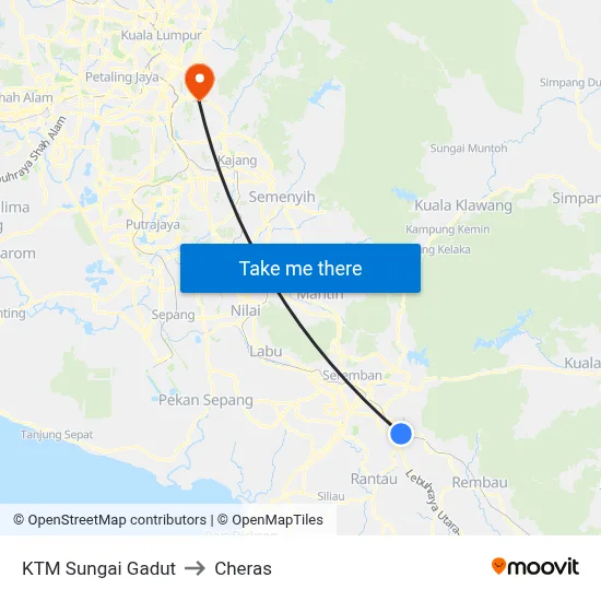 KTM Sungai Gadut to Cheras map