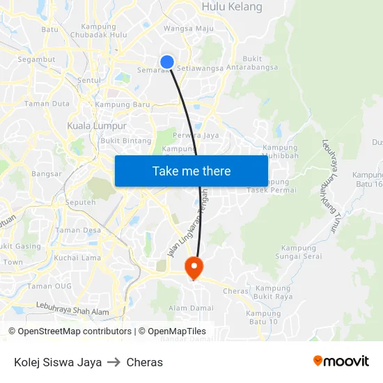 Kolej Siswa Jaya to Cheras map