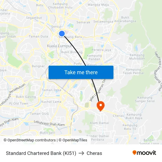 Standard Chartered Bank (Kl51) to Cheras map