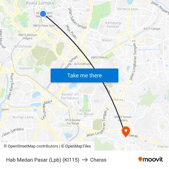 Hab Medan Pasar (Lpb) (Kl115) to Cheras map