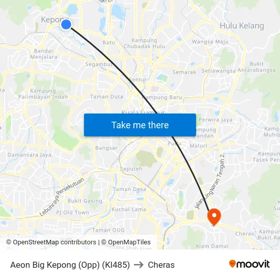Aeon Big Kepong (Opp) (Kl485) to Cheras map