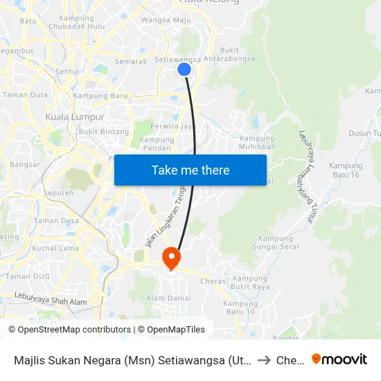 Majlis Sukan Negara (Msn) Setiawangsa (Utara) (Kl435) to Cheras map