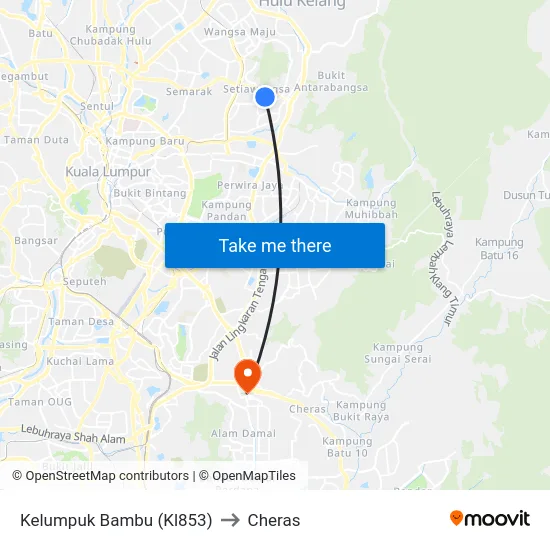 Kelumpuk Bambu (Kl853) to Cheras map