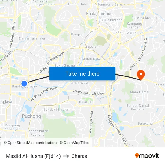Masjid Al-Husna (Pj614) to Cheras map