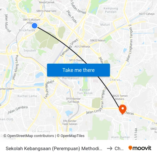 Sekolah Kebangsaan (Perempuan) Methodist 1 & 2 (Kl1082) to Cheras map