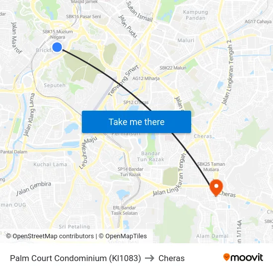 Palm Court Condominium (Kl1083) to Cheras map