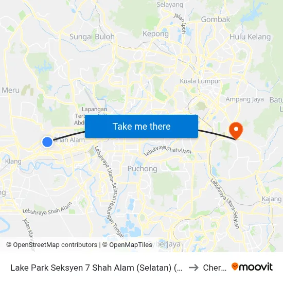 Lake Park Seksyen 7 Shah Alam (Selatan) (Sa301) to Cheras map