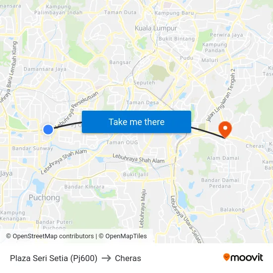 Plaza Seri Setia (Pj600) to Cheras map