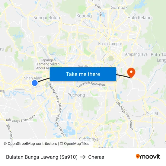 Bulatan Bunga Lawang (Sa910) to Cheras map