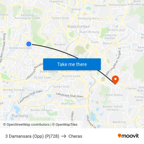 3 Damansara (Opp) (Pj728) to Cheras map
