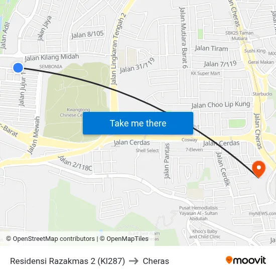 Residensi Razakmas 2 (Kl287) to Cheras map