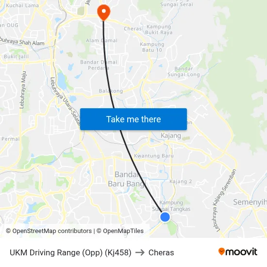UKM Driving Range (Opp) (Kj458) to Cheras map