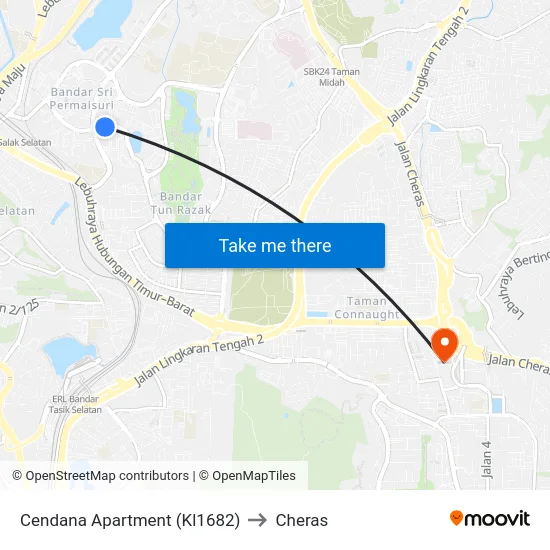 Cendana Apartment (Kl1682) to Cheras map